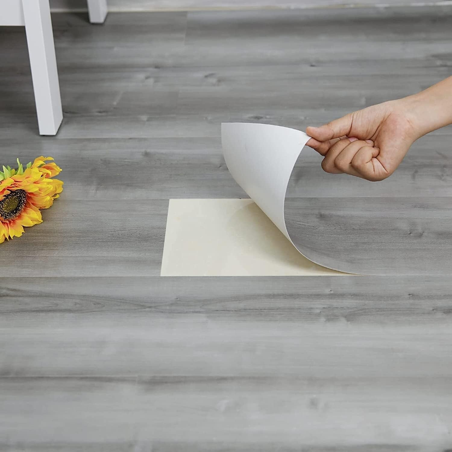 Elevate Your Space with Peel & Stick Vinyl Floor Tiles - 60 Sq.Ft Grey Wood