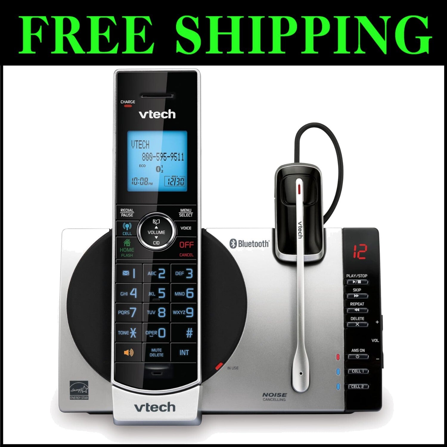 DECT 6.0 Cordless Phone with Bluetooth Headset & Voice-Guided Answering System