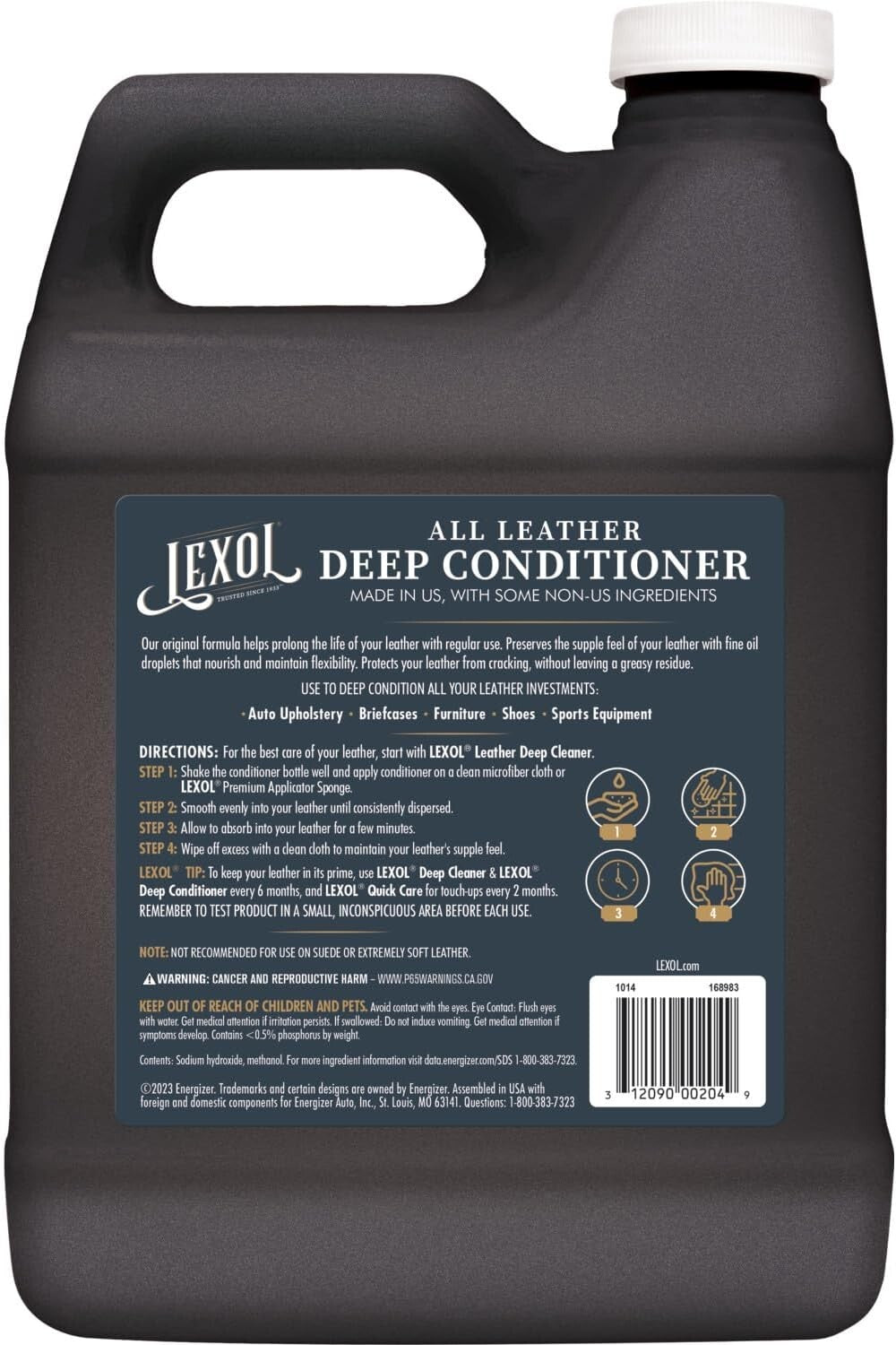 3-Liter Unscented Leather Conditioner - Nourishes & Preserves Car & Home Leather