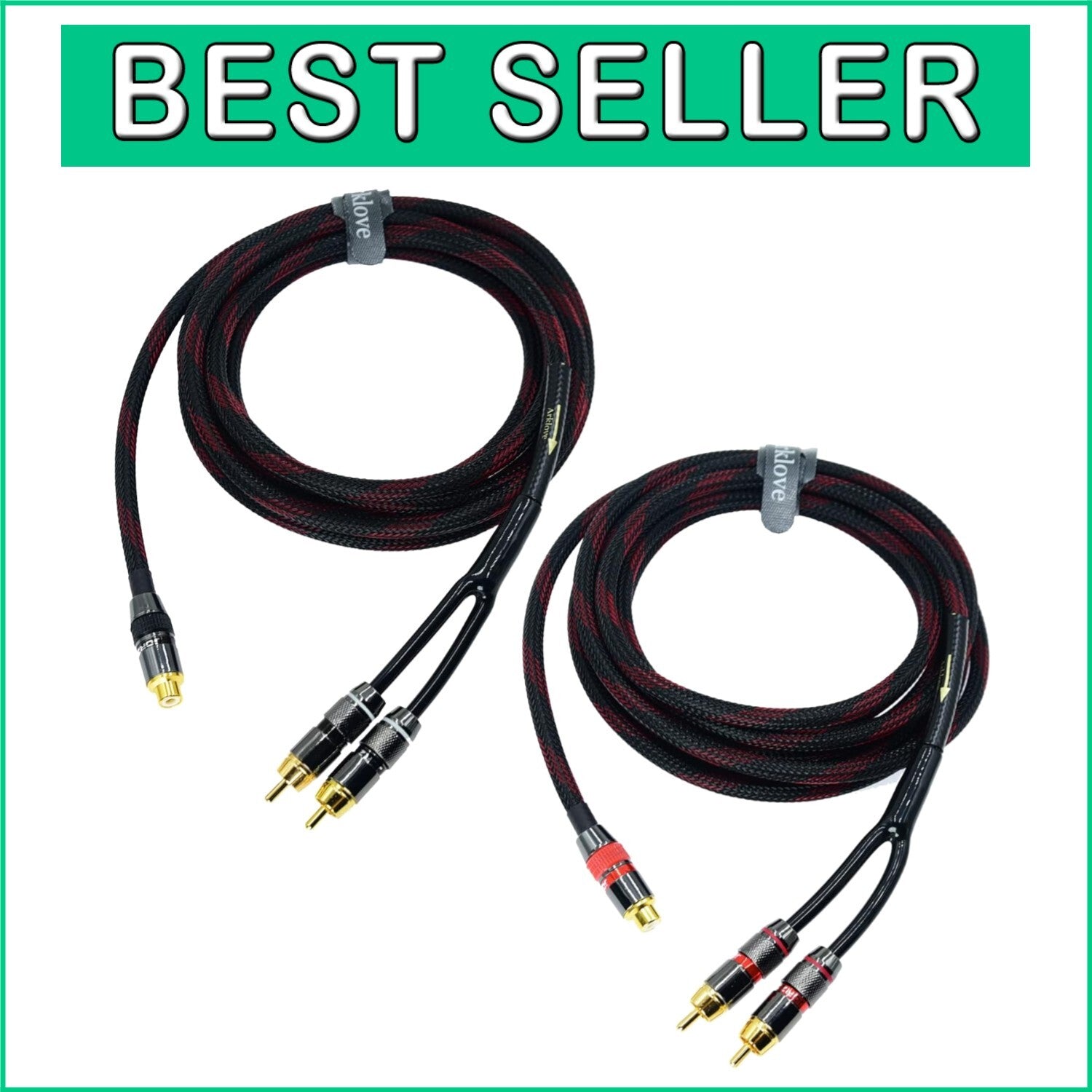 Versatile 10ft RCA Y Adapter Cable - Connect 1 to 2 Speakers, 24k Gold Plated