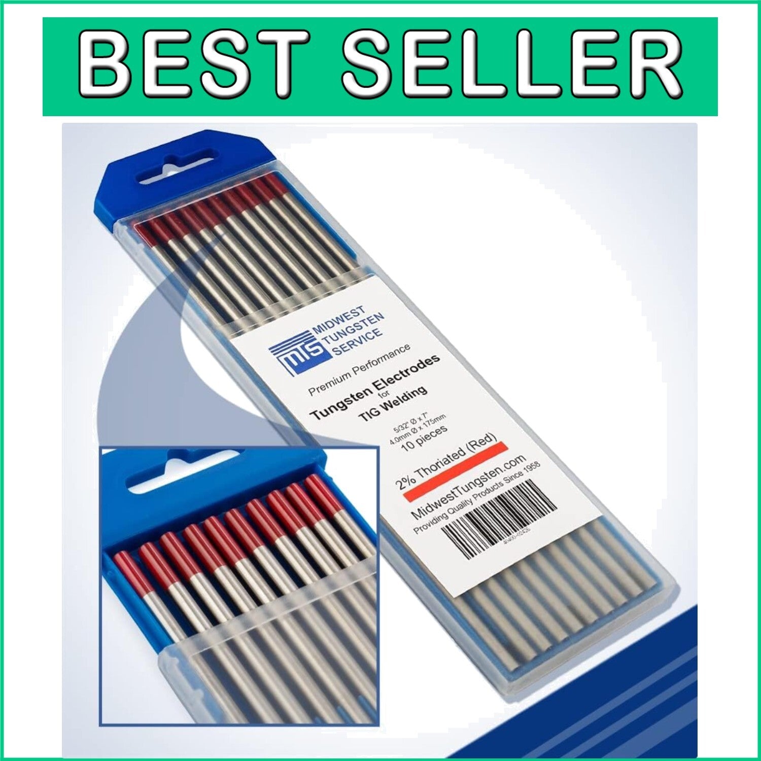 Premium 2% Thoriated Tungsten Electrodes - Ideal for All Skill Levels in Welding