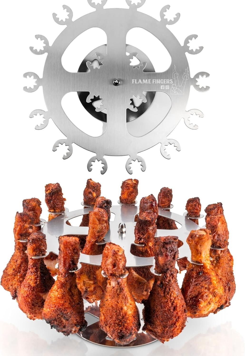 Durable 304 Stainless Steel Chicken Rack - Holds 18 Drumsticks, Wings & More