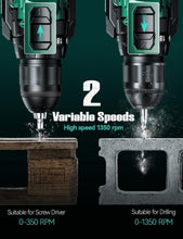 Load image into Gallery viewer, KIMO 20V Cordless Drill Set - 2 Batteries, 350 In-lb Torque, 18 Accessories