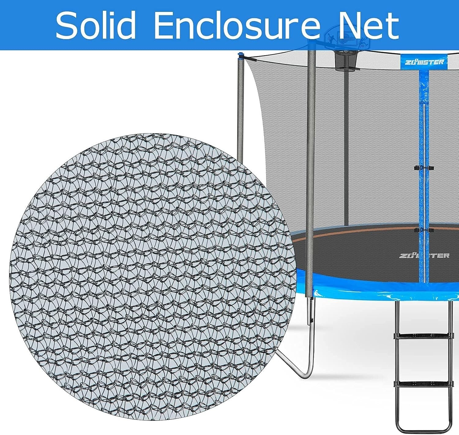 15ft Trampoline Safety Enclosure Net for 6 Straight Poles - Durable & Secure