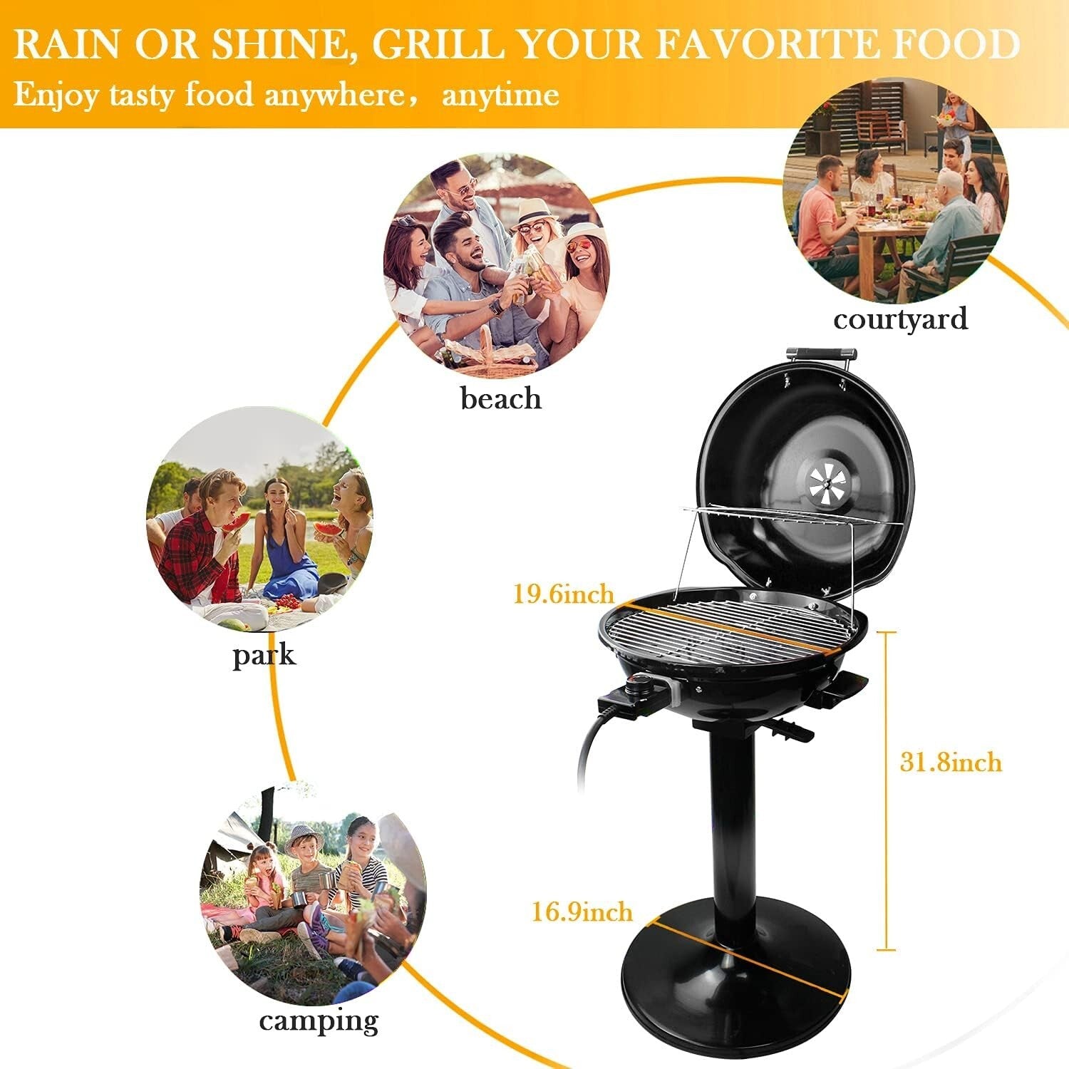 Electric BBQ Grill with Easy-to-Clean Features - Perfect for Parties and Camping