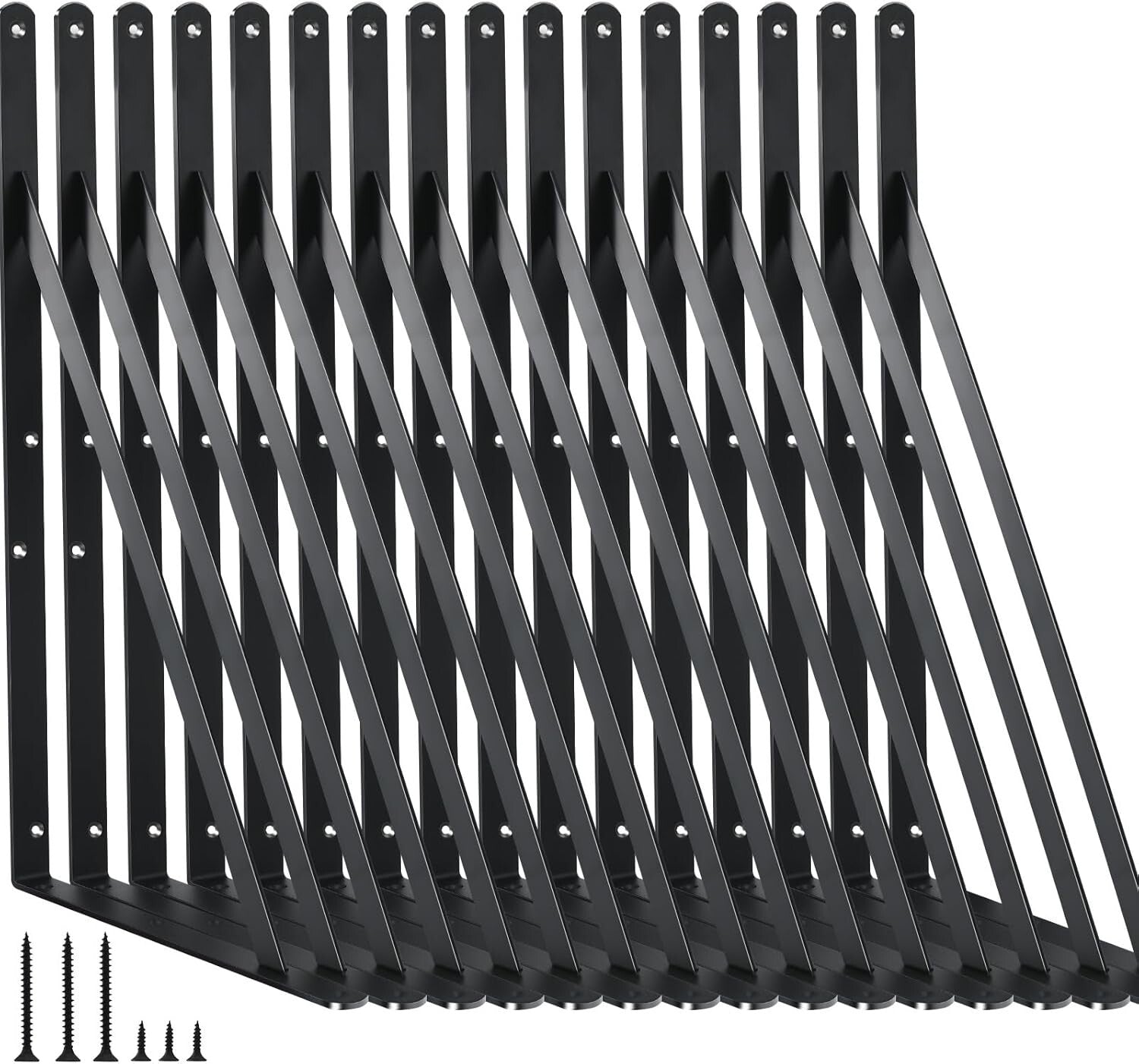 Premium 16-Pack Heavy Duty Shelf Brackets - 240lb Capacity, Powder Coated Finish