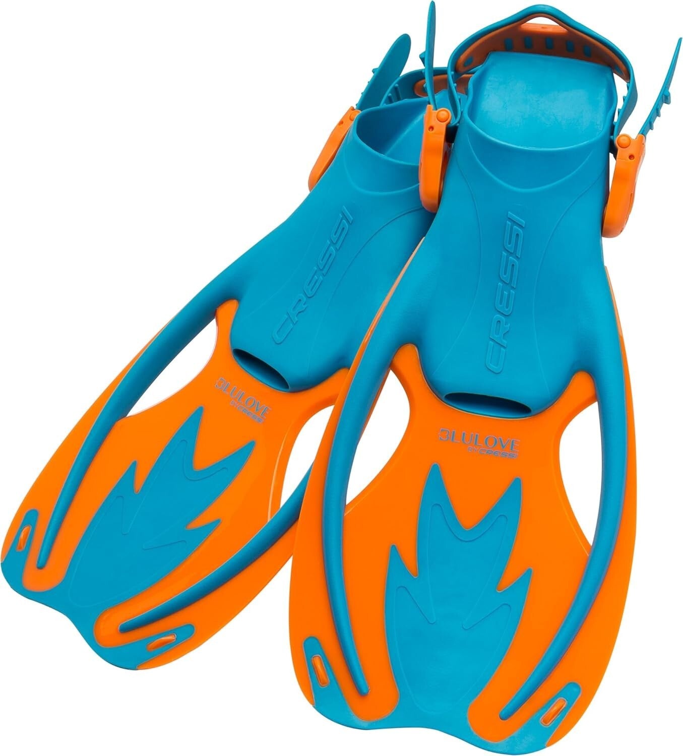 Blue/Orange Rocks Kids Snorkel Gear - Complete Mask, Fins & Splash Guard Snorkel