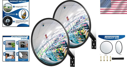 Durable Acrylic Traffic Mirrors - 2 Pack for Corners & Blind Spots, 12 Inch