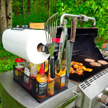 Load image into Gallery viewer, Versatile BBQ Caddy with Magnetic Tool Holder &amp; Paper Towel Rack for Grilling