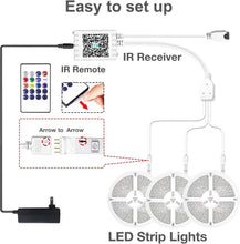 Load image into Gallery viewer, Vibrant App-Controlled RGB LED Strip Lights - 300ft for Bedroom &amp; Party Decor