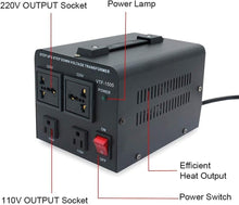 Load image into Gallery viewer, Safe 1500W Step Up &amp; Down Voltage Converter with Circuit Breaker Protection