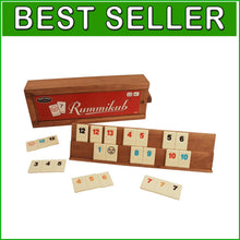 Load image into Gallery viewer, Rummikub Vintage Edition - All-Wood Storage Case &amp; 106 High-Quality Tiles