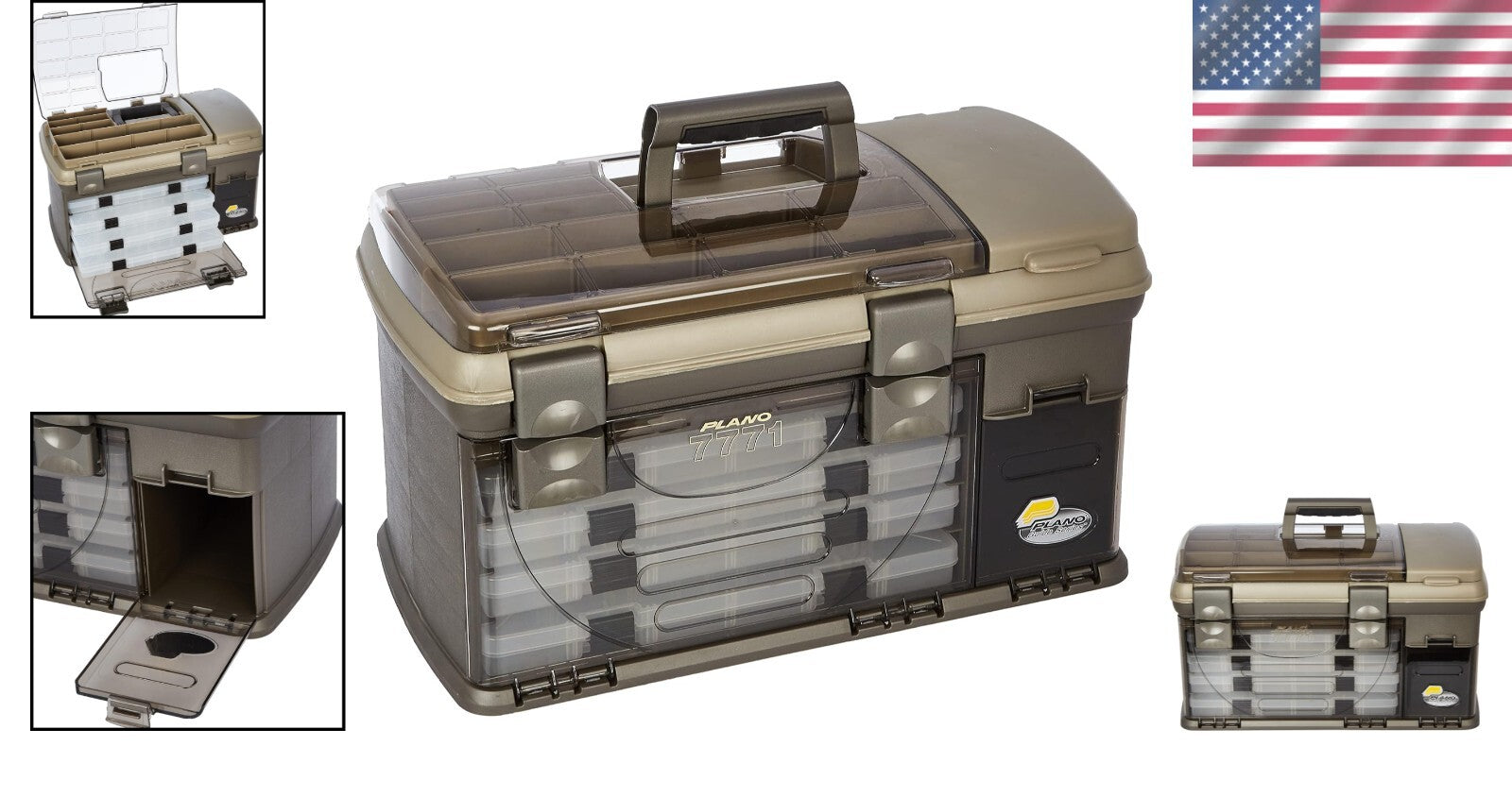 Graphite/Sandstone Tackle Box with Spacious Bulk Storage - Ideal for Anglers