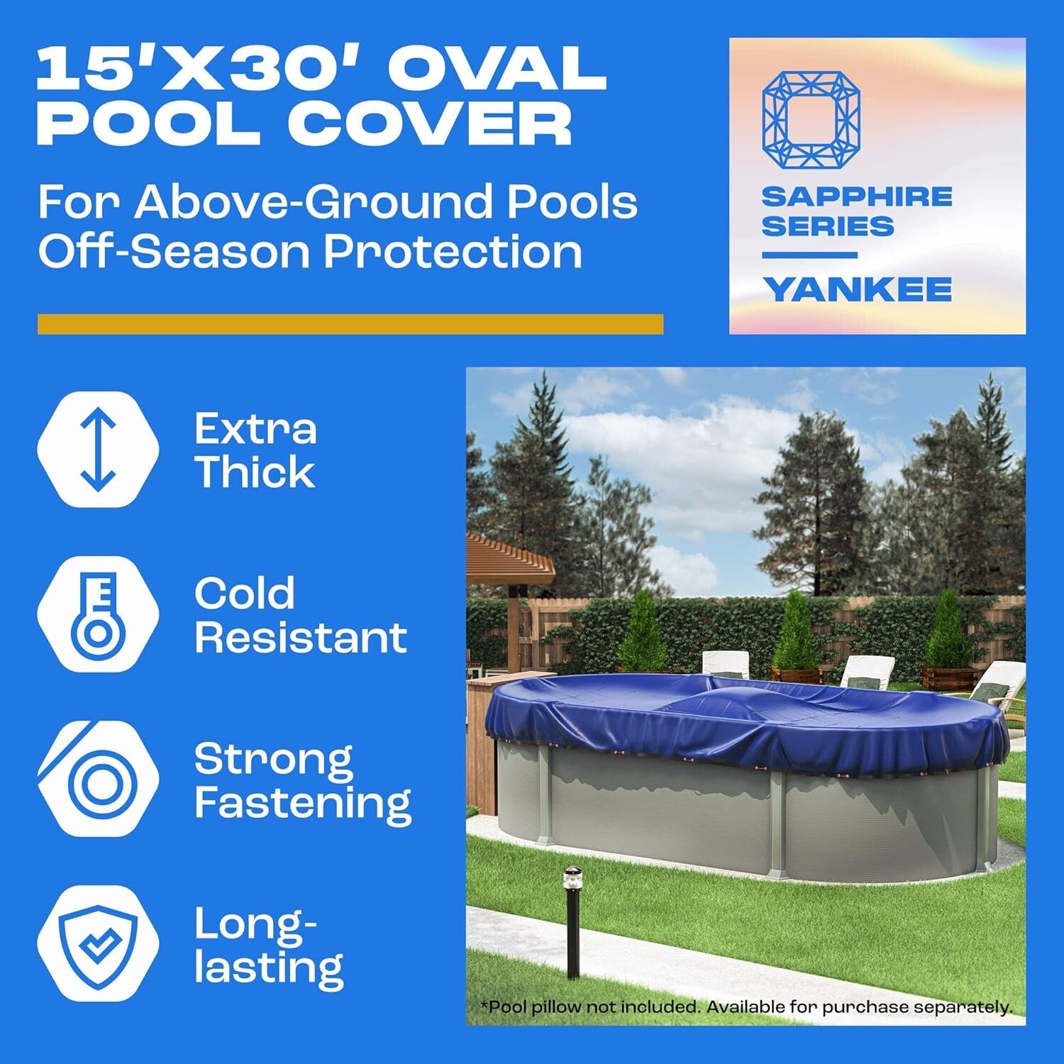 Durable 15 x 30-ft Oval Winter Pool Cover - UV-Resistant & Cold-Proof Solution