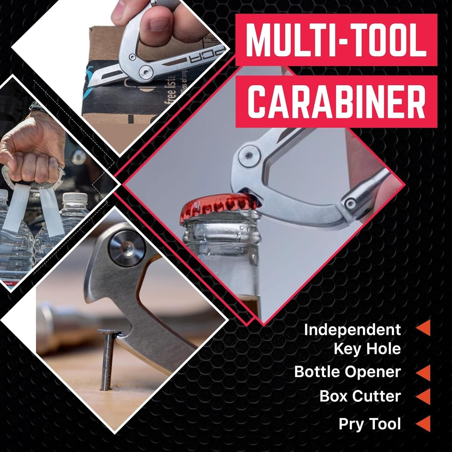 Premium Carabiner Keychain Clip with Auto-Lock and Bottle Opener Functionality