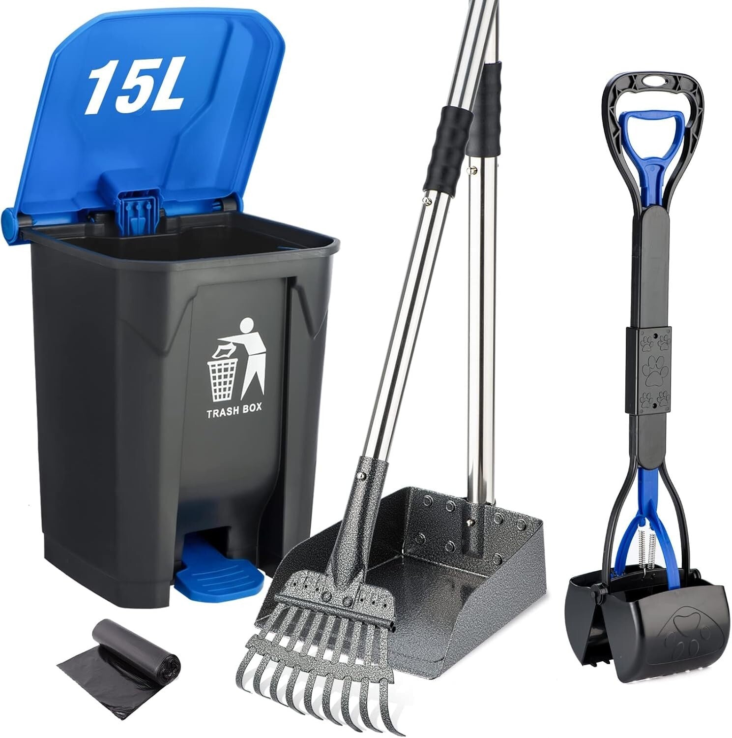 Effortless Pet Waste Clean-Up: Adjustable Pooper Scooper with Locking Bin