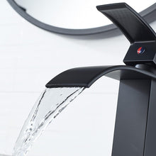 Load image into Gallery viewer, Matte Black Tall Vessel Sink with Waterfall Faucet - Modern Bathroom Elegance