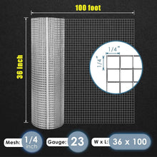 Load image into Gallery viewer, Top-Quality 1/4" x 100' Hot-Dip Galvanized Hardware Cloth Roll - Includes Gloves