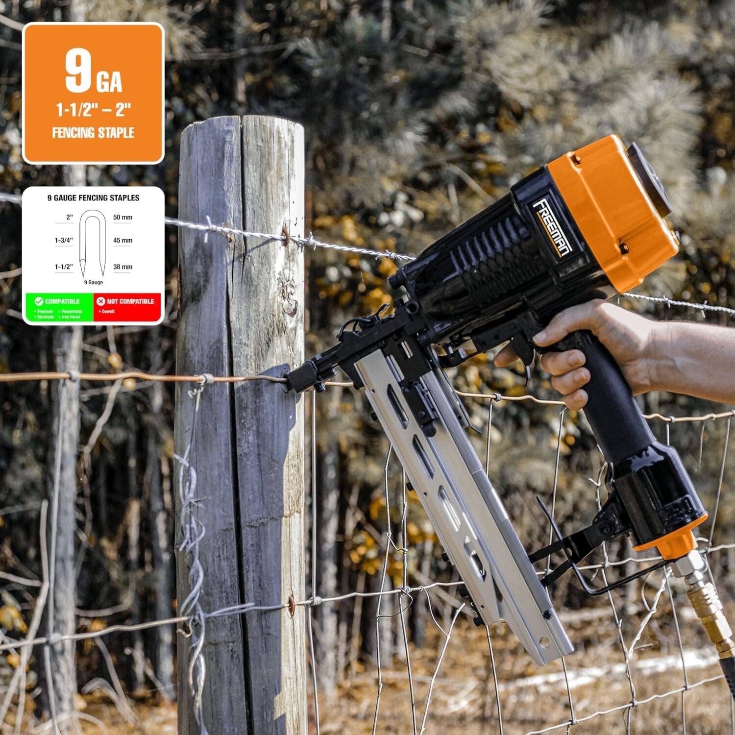 Durable Pneumatic Fencing Stapler with Belt Hook & Adjustable Exhaust Direction