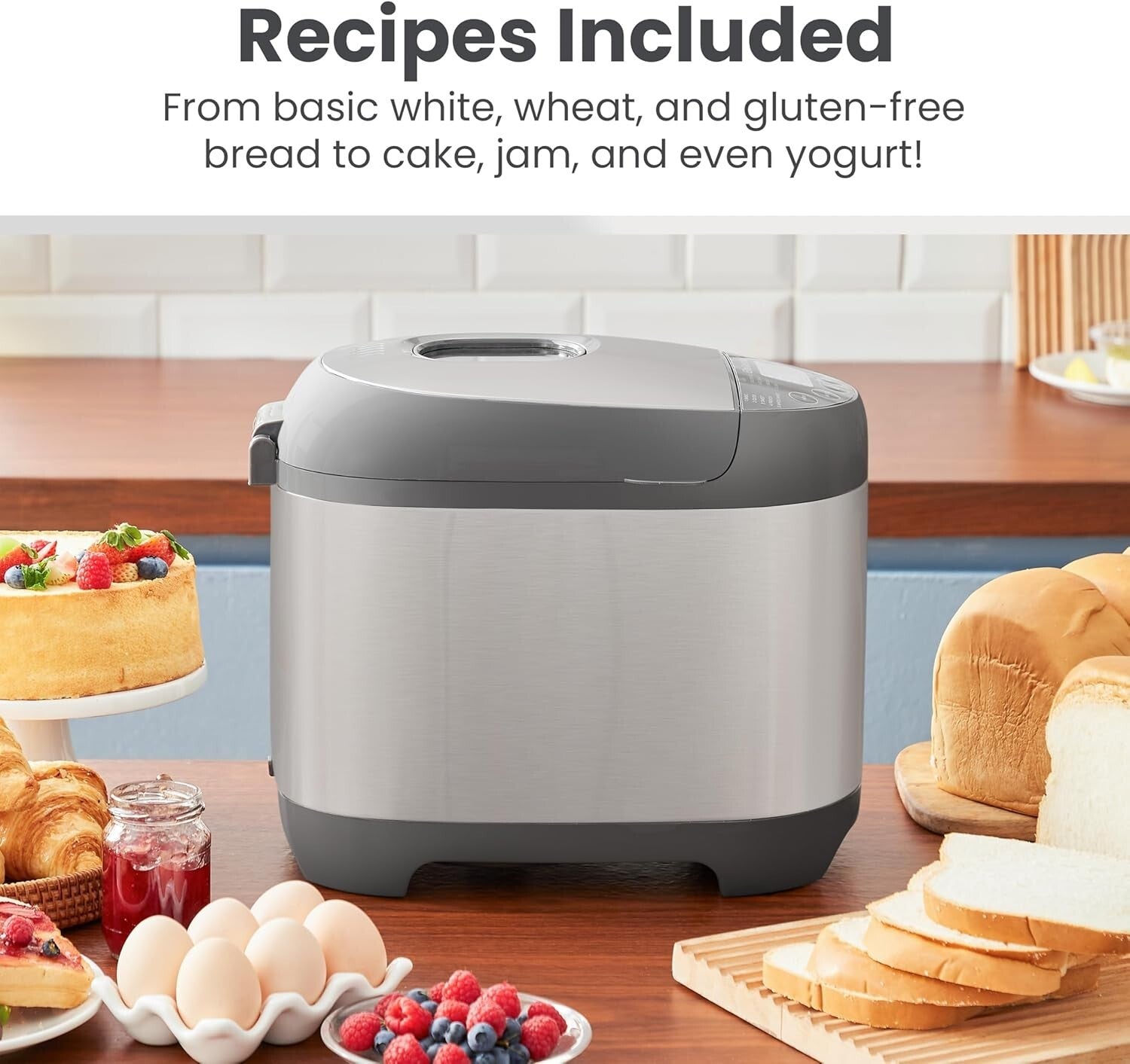 Stainless Steel Bread Maker: 19 Menu Functions & Custom Loaf Sizes Options