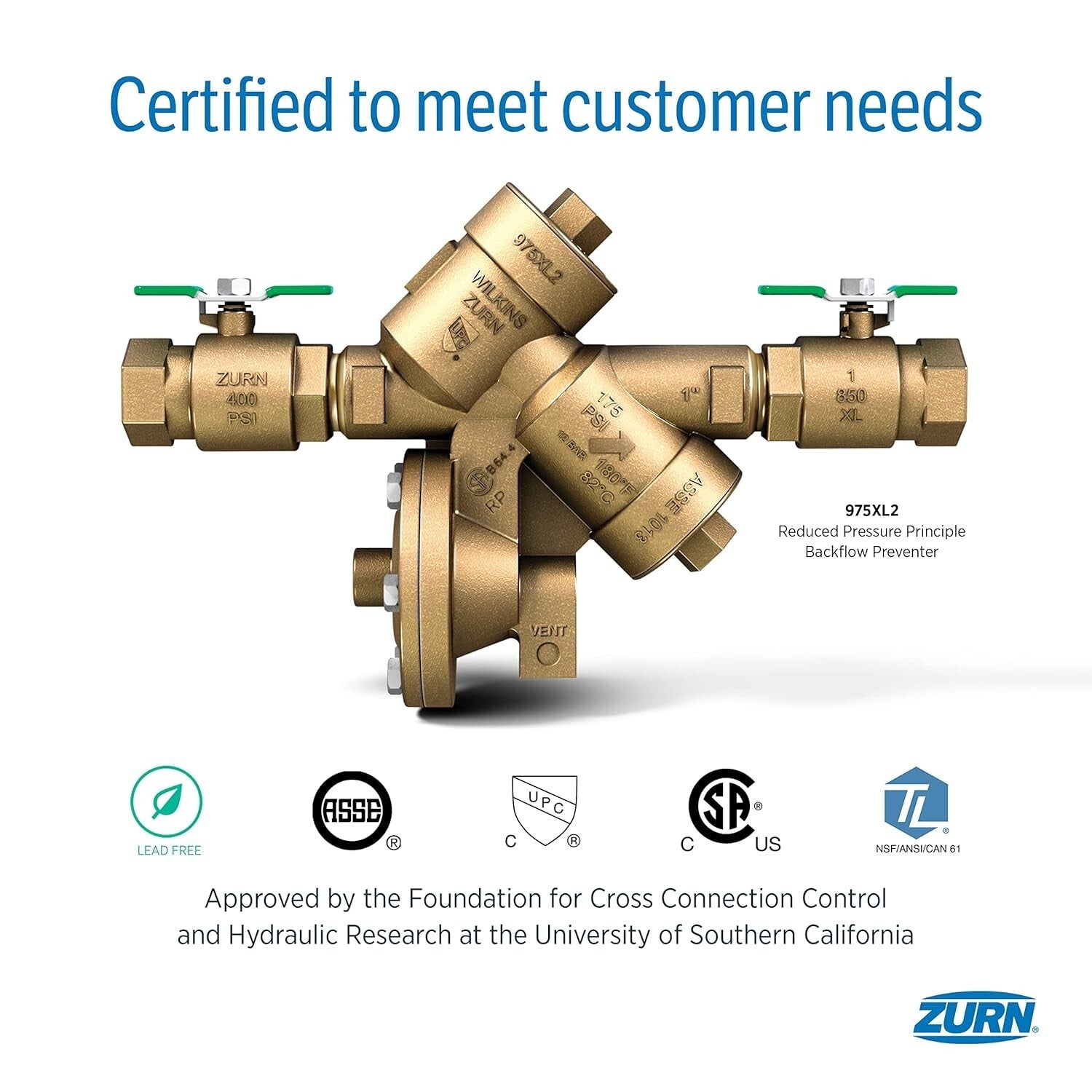 Bronze 3/4" Reduced Pressure Backflow Preventer - Maximum 175 PSI Safety