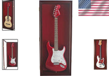 Load image into Gallery viewer, Stunning Wall-Mount Electric Guitar Display with Red Felt &amp; Mahogany Finish