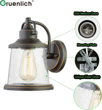 Load image into Gallery viewer, Modern Wall-Mounted Lantern with Seeded Glass - Perfect for Outdoor Spaces