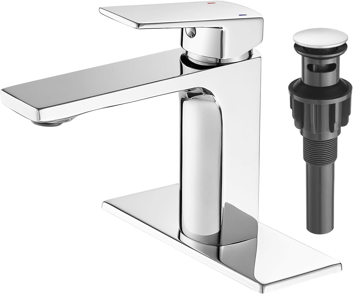 Durable Brass Chrome Bathroom Faucet with Quick Connect Supply Lines & Drain