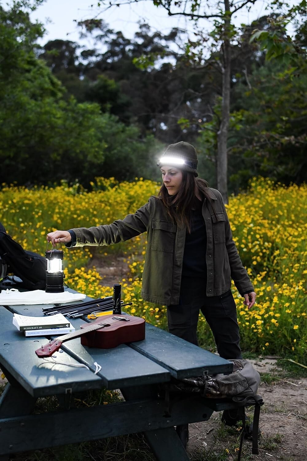 Durable 350 Lumens LED Headlamp with 5 Light Modes for Camping Gear Essentials