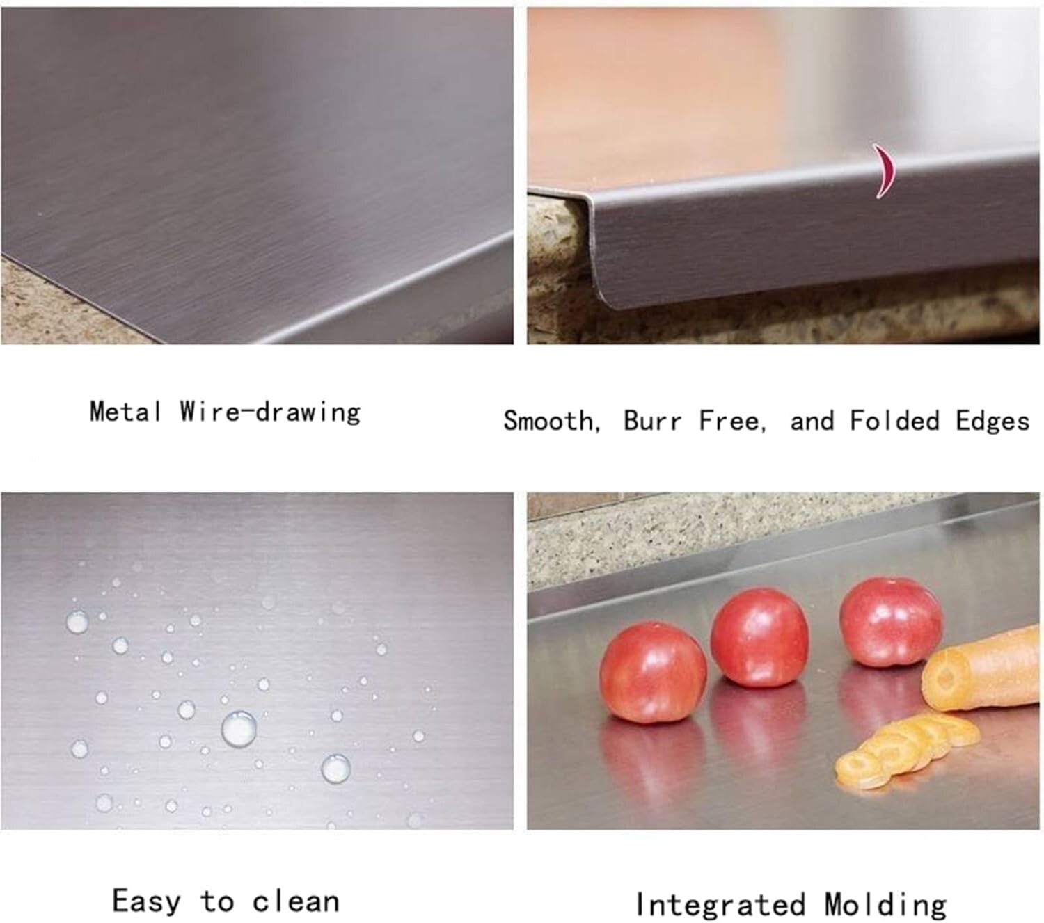 Durable Large Stainless Steel Cutting Board with Non-Slip Pads - 19.7 x 15.7 in