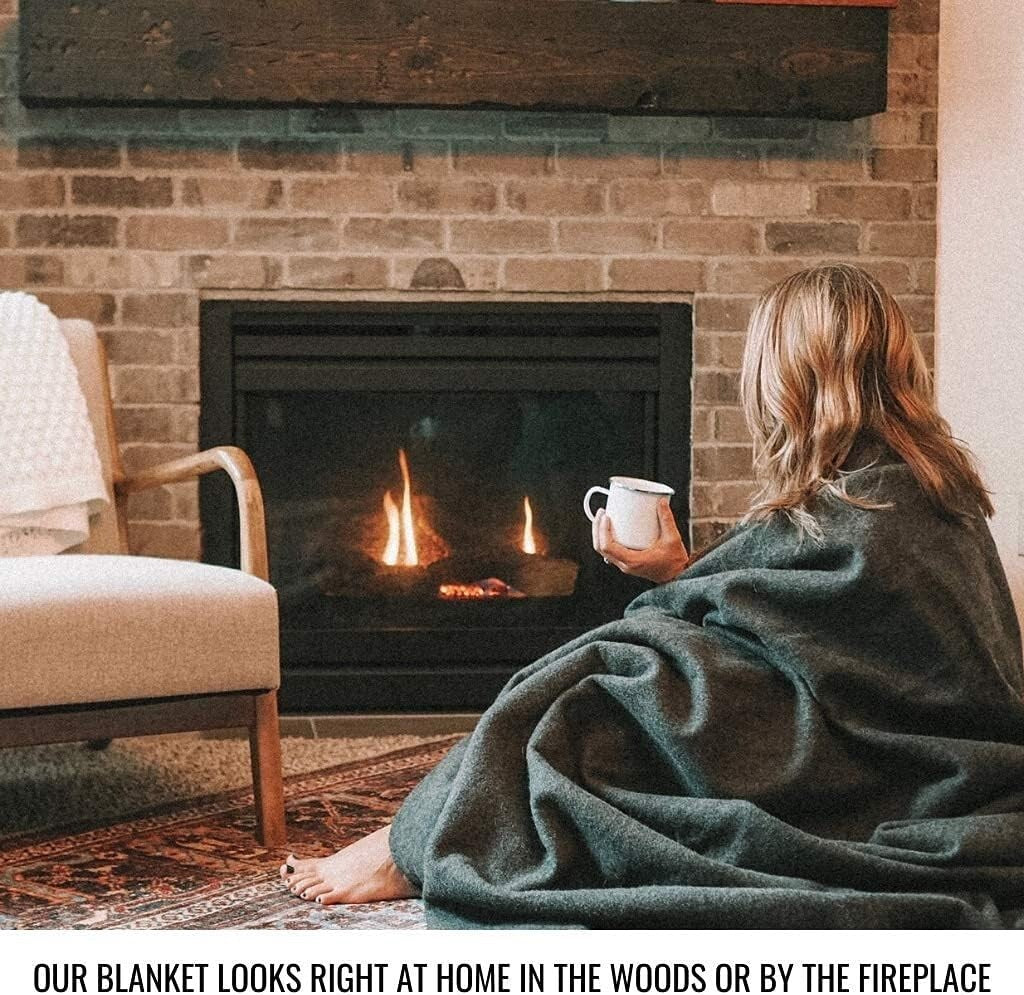 Fire-Retardant Wool Blanket - Large 64x88, Ideal for Outdoors & Emergency Use