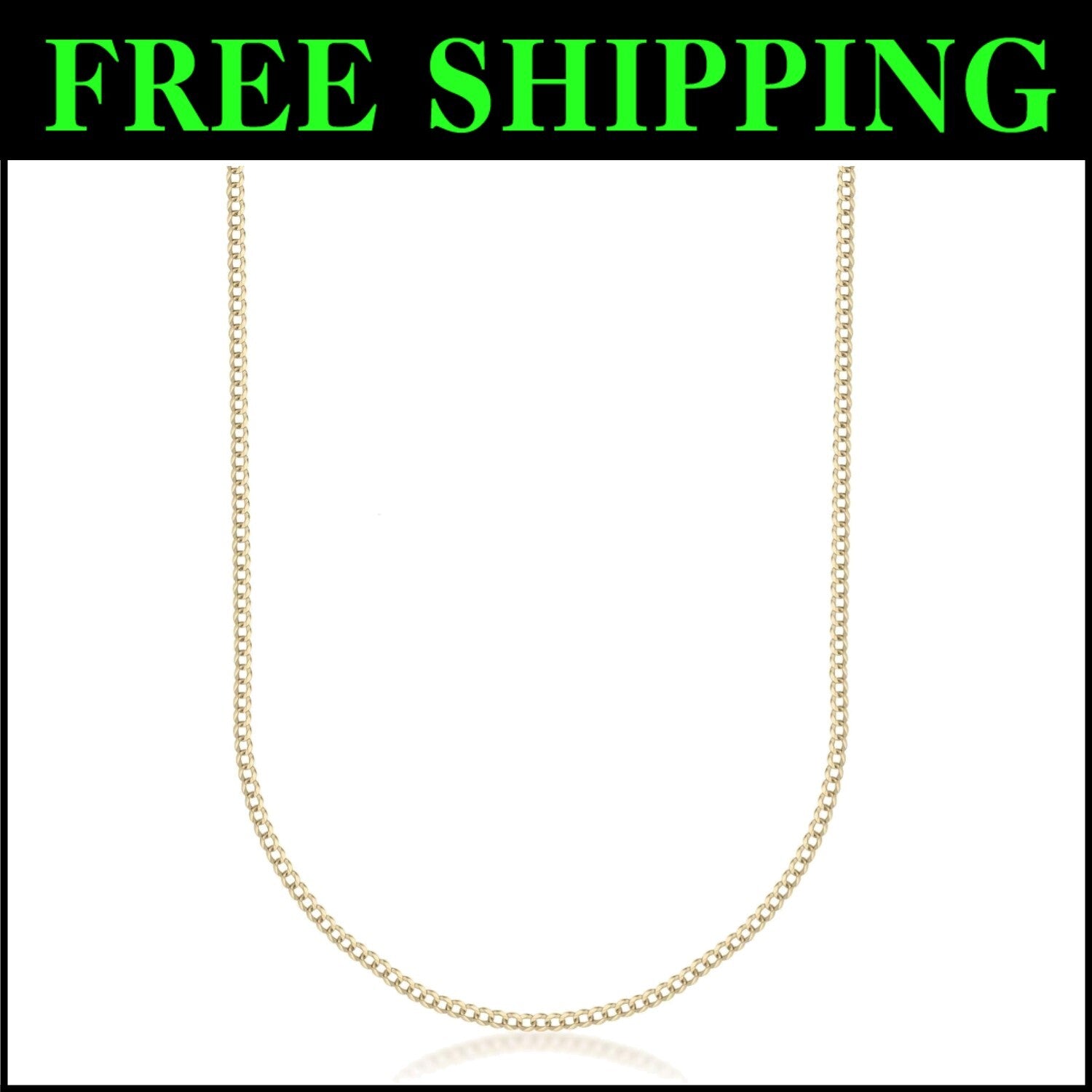 Luxury 14K Gold Curb Link Necklace - Hypoallergenic - 100% Italian Craftsmanship