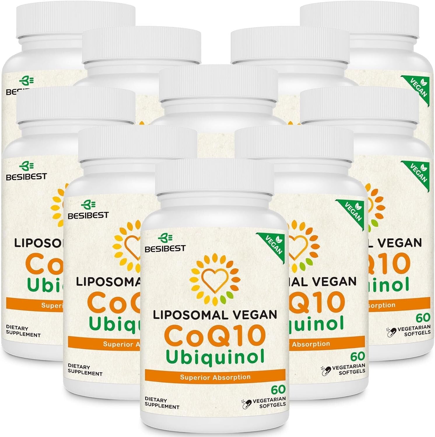 1000mg Vegan Liposomal CoQ10 - Powerful Antioxidant for Heart & Brain Support