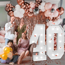 Load image into Gallery viewer, Stunning 4ft Foam Board Number 40 with Lights for Adult Birthday Events