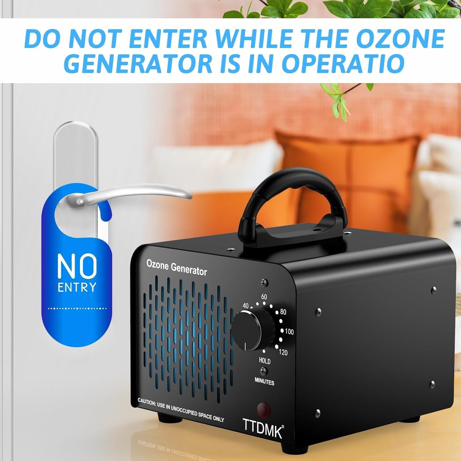 Durable Black Ozone Generator - 58,000mg/h for Smoke, Pet, and Air Quality