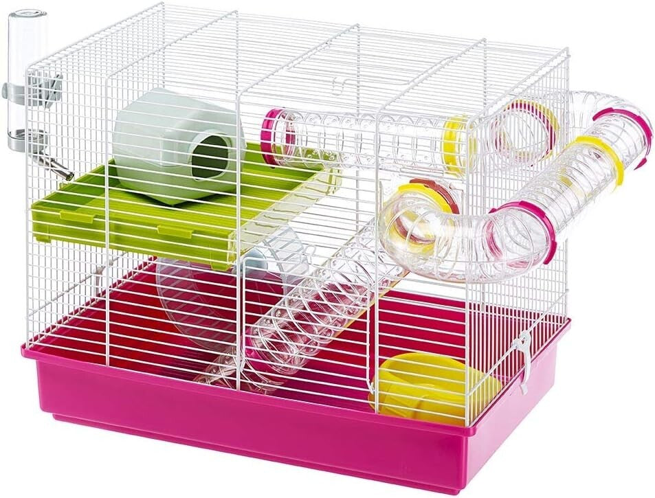 Space-Saving Laura Hamster Cage | Complete with Accessories for Small Breeds