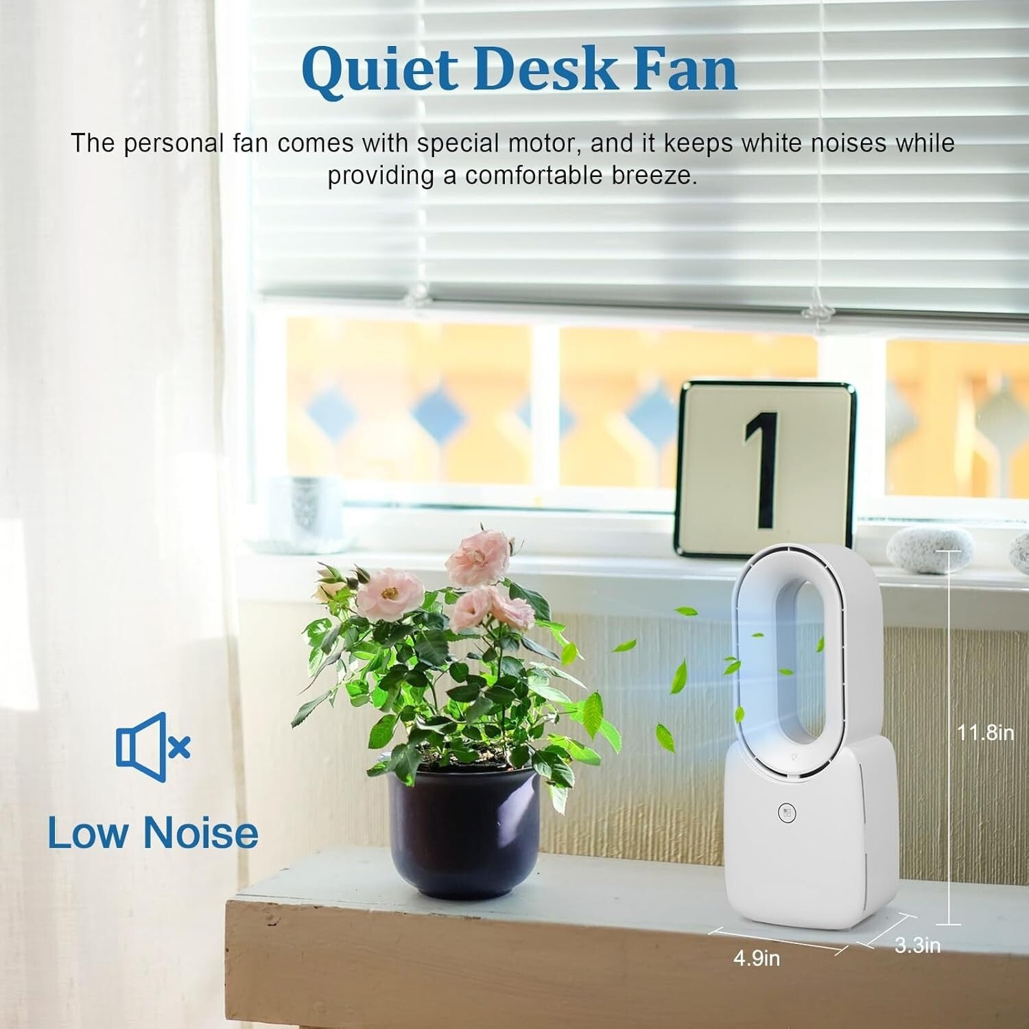 Quiet Bladeless USB Fan with Colorful LED Light - Ideal for Bedrooms & Offices