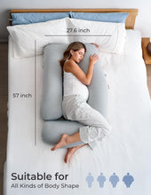 Load image into Gallery viewer, Comfortable U-Shaped Maternity Pillow with Removable Cooling Cover - 57 Inch