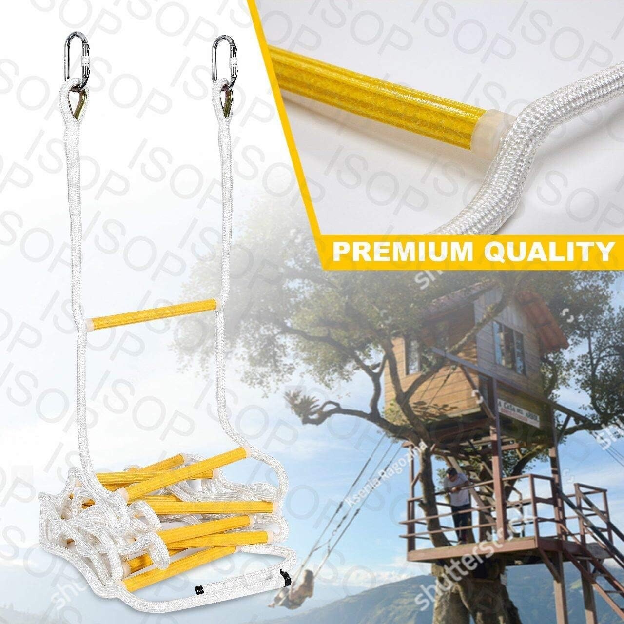 Compact Weather Resistant 8ft Rope Ladder - Ideal for Emergencies & Tree Houses