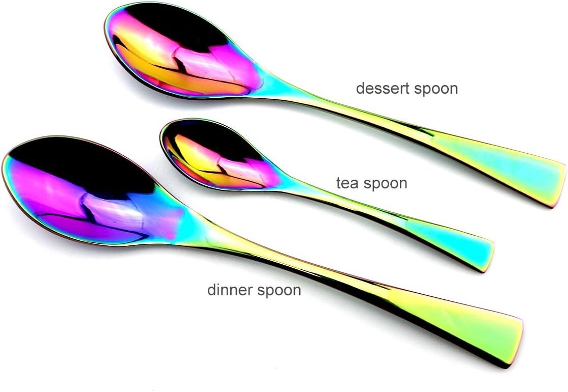 20-Piece Luxury Iridescent Flatware Set - Elegant Stainless Steel Silverware