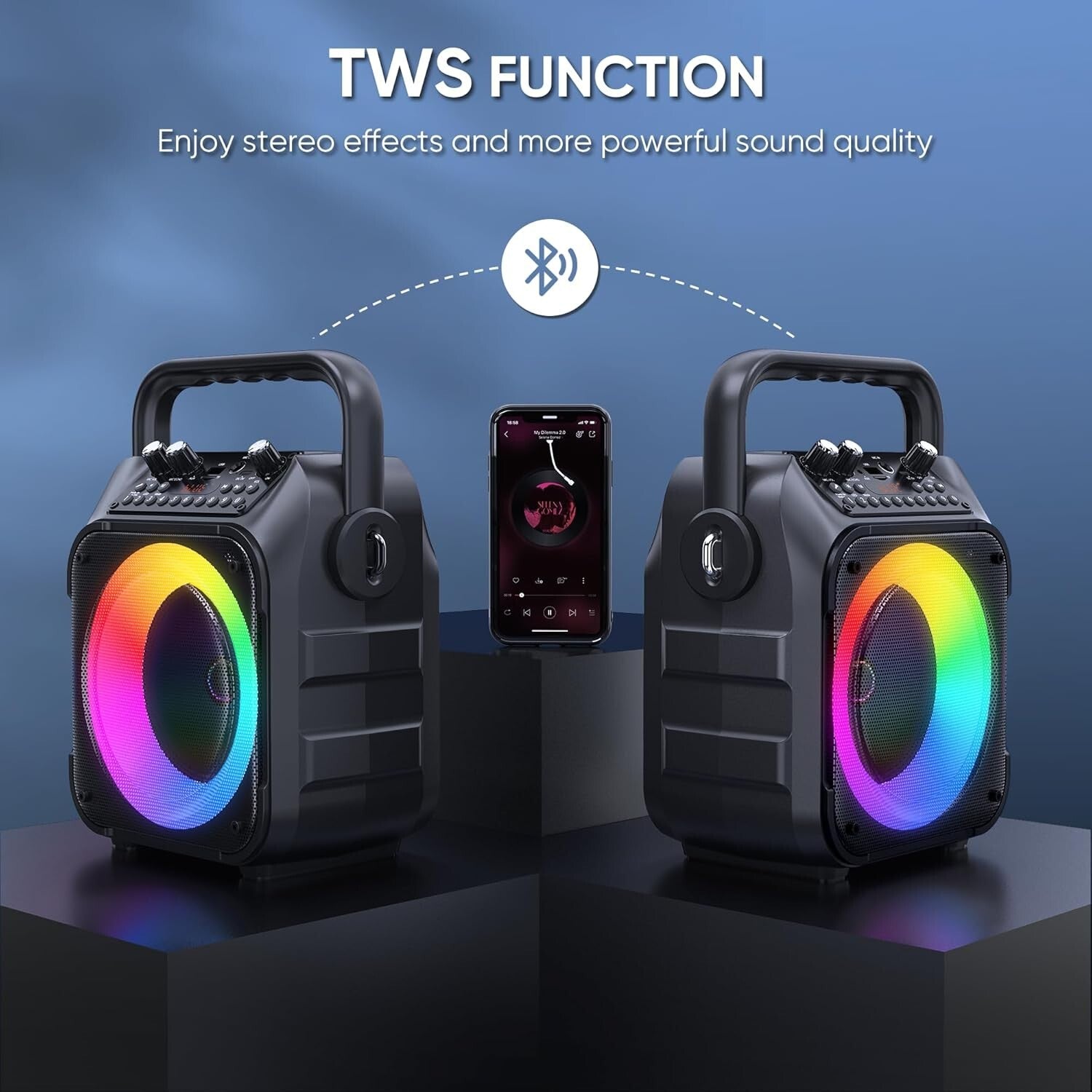 Family-Friendly Karaoke Machine with Bluetooth, Lights & 2 Wireless Microphones