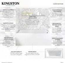 Load image into Gallery viewer, Durable 60-Inch Acrylic Bathtub for Alcove Installation - Right Drain - White