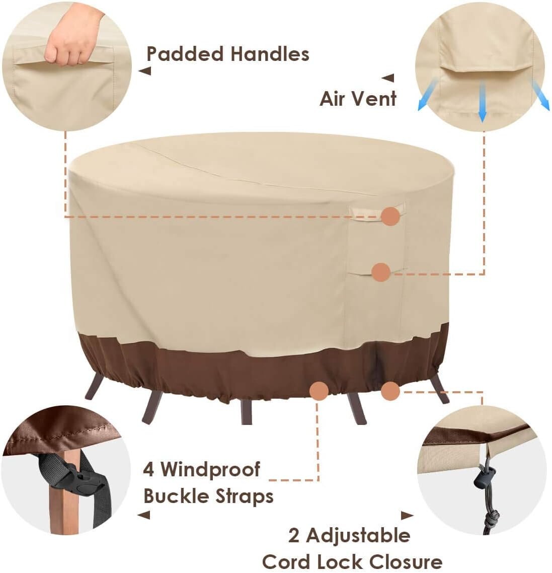 Durable and Stylish Round Patio Covers - Waterproof & UV Resistant, Fits 84" DIA