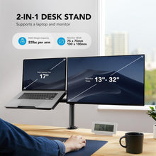 Load image into Gallery viewer, Flexible 2-in-1 Adjustable Monitor &amp; Laptop Mount with Cable Management Included
