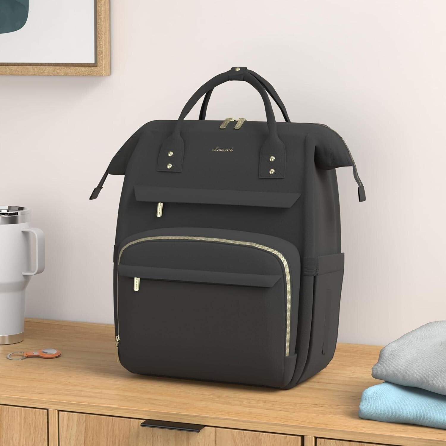 Professional Black Laptop Backpack for Women - Perfect for Teachers and Nurses