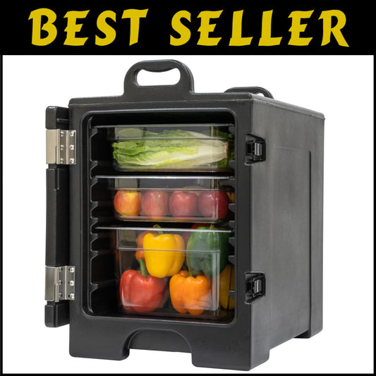 Insulated 81 Quart Food Pan Carrier – Durable, Black Catering Transport Solution