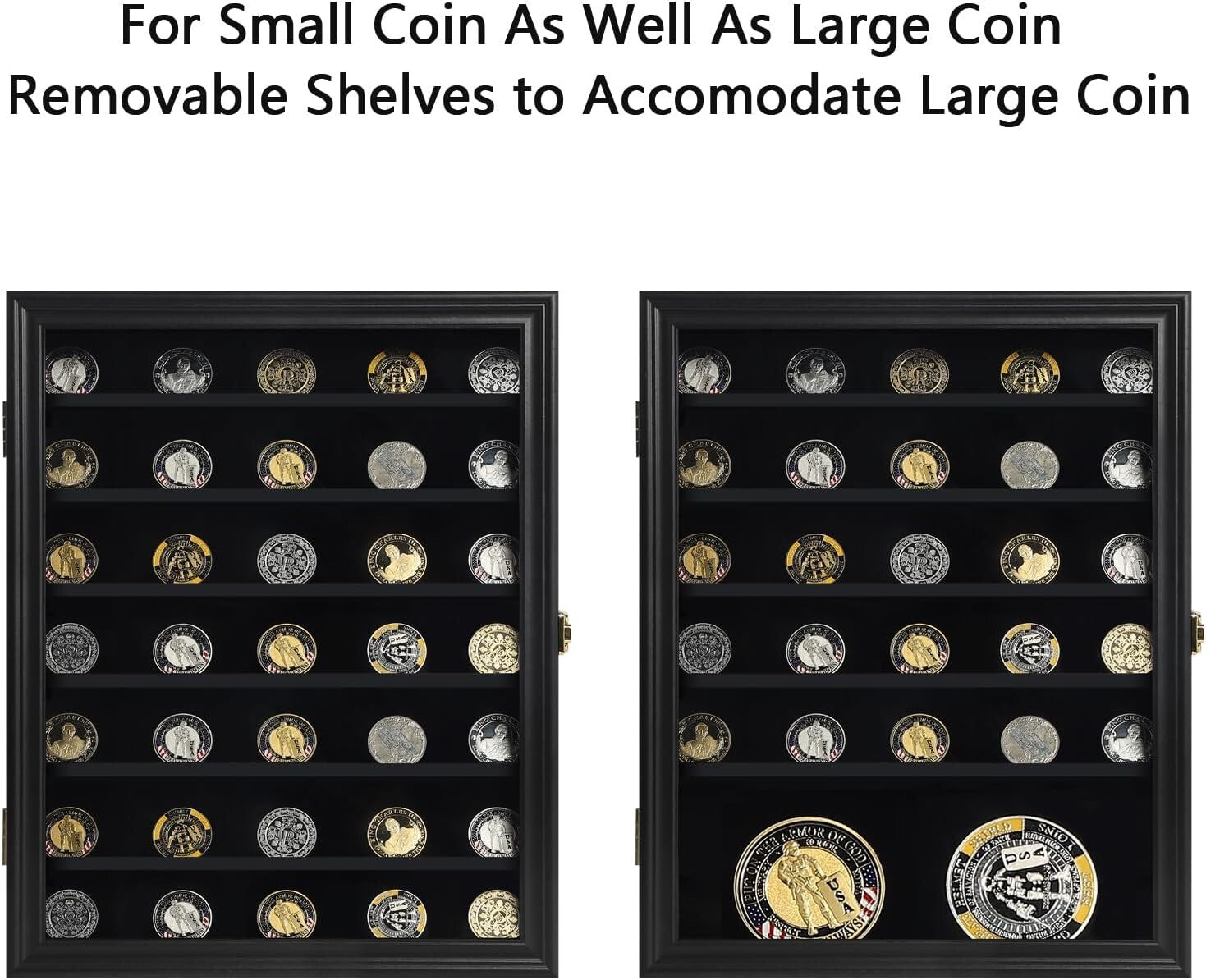 Elegant Wall-Mountable Display Cabinet for Military Coins & Collectibles - Black