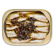 Load image into Gallery viewer, Convenient Canned Wild Caught Sardines in Olive Oil &amp; Spicy Pepper – 12 Count