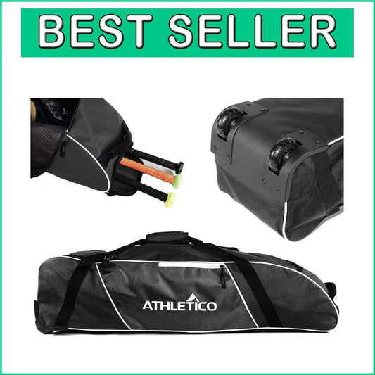 Versatile Rolling Bat Bag with Extra Pockets - Ideal for Baseball & Softball
