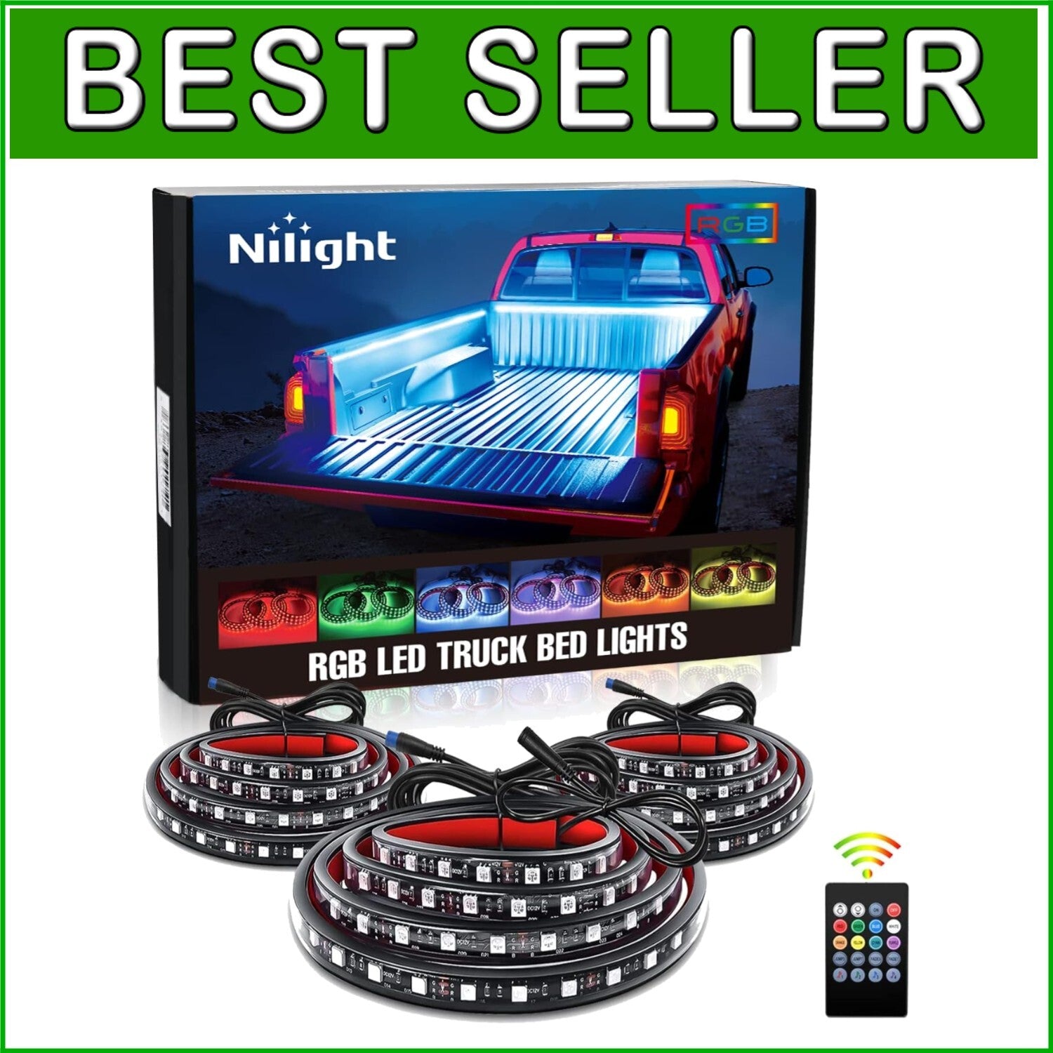 60" RGB LED Truck Bed Light Strip Kit - 3PCS with RF Remote Control & Waterproof